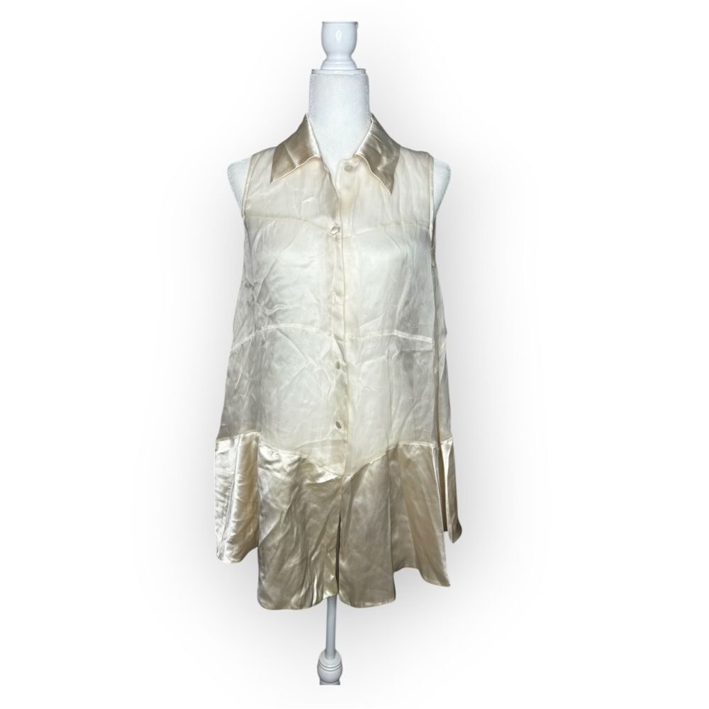 NWT FENDI 365 Vintage Sheer 100% Silk Organza Sleeveless Blouse Size US 8
